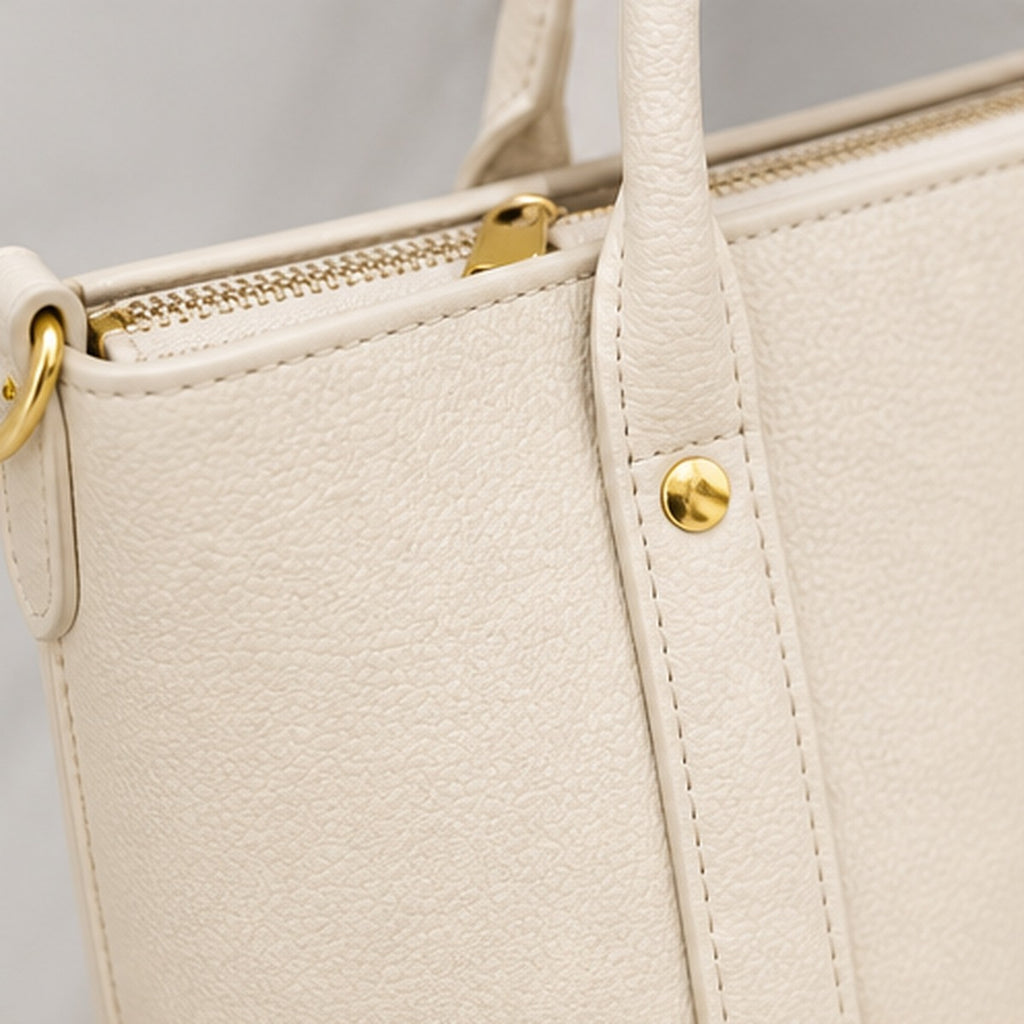 Aster Ivory Structured Work Tote - detail