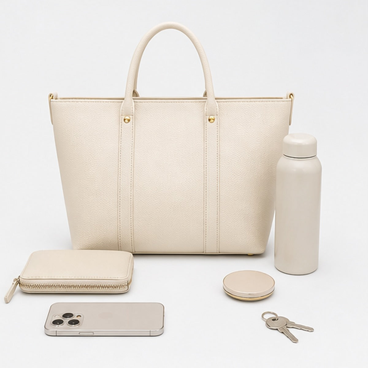 Aster Ivory Structured Work Tote - capacity