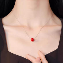 Minimalist Cinnabar Bead Silver Necklace