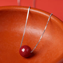 Minimalist Cinnabar Bead Silver Necklace