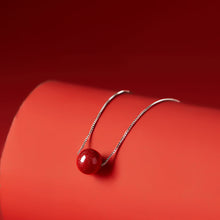 Minimalist Cinnabar Bead Silver Necklace