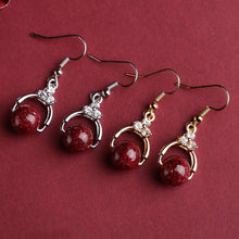 Rare Red Cinnabar Crystal Earrings - 925 Sterling Silver, Diamond Accents