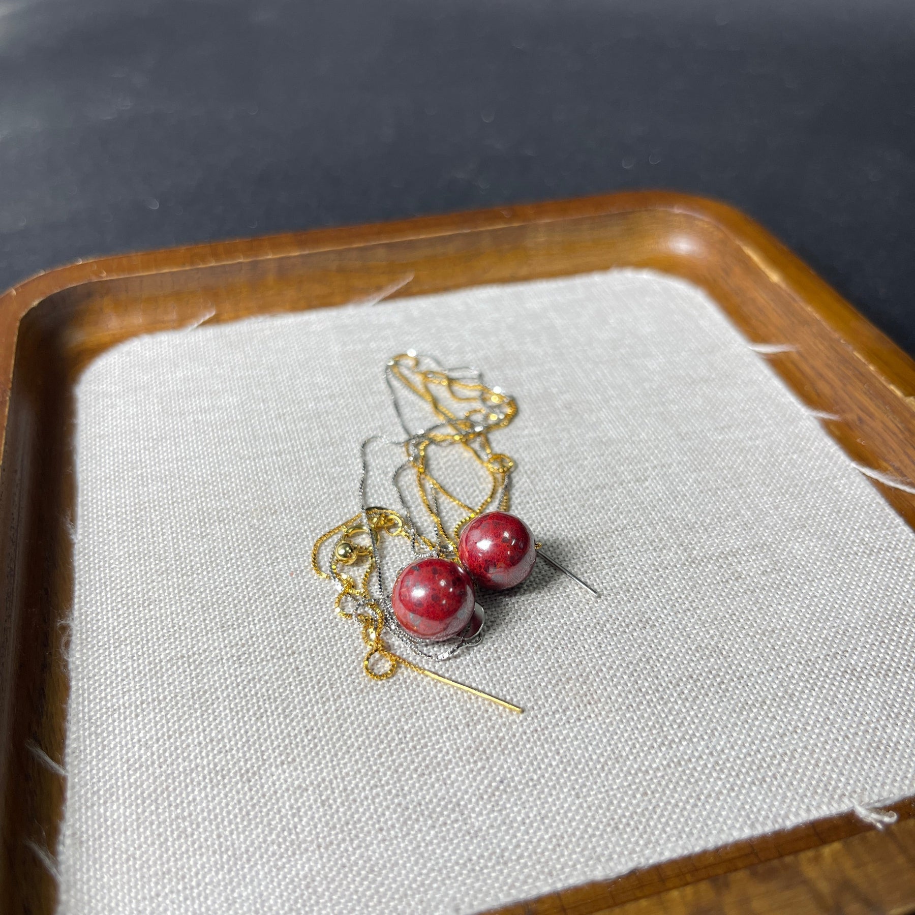 Deep Red Raw Cinnabar Solitaire Pendant – S925 Sterling Silver Chain
