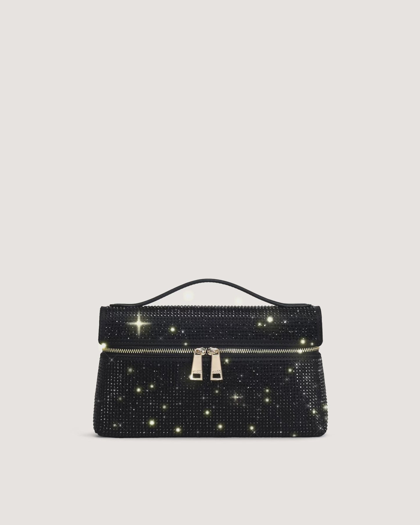 Thea Artificial Crystal Top Handle Bag - Black