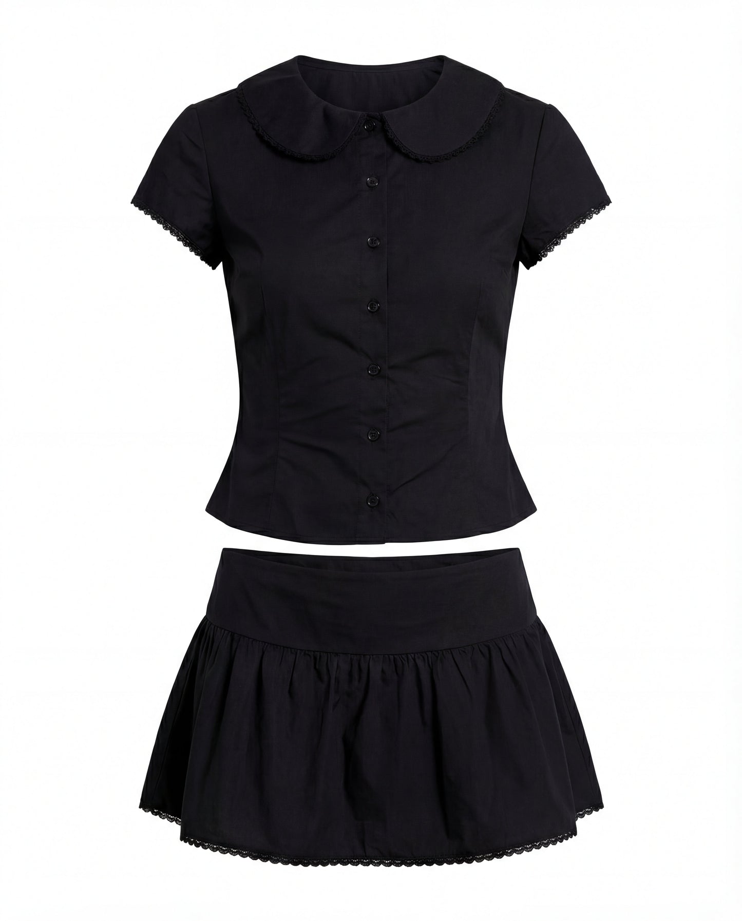 Sweet Treat Button Up Set Black women's two piece set by Ellevoria