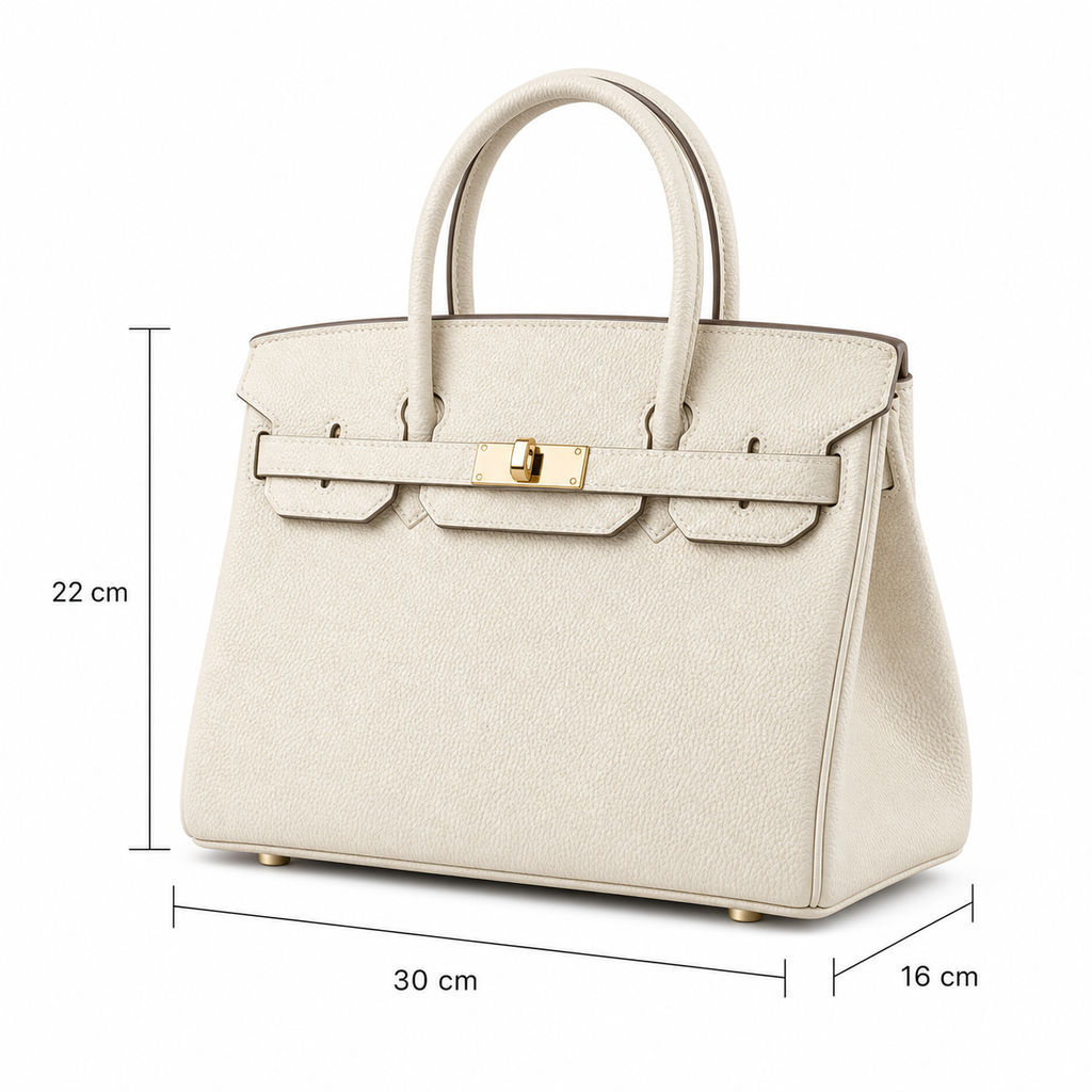 Ivory Structured Tote Bag with Pebbled Texture
