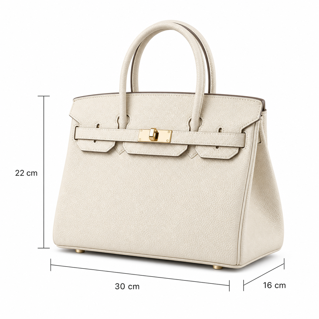 Ivory Structured Tote Bag with Pebbled Texture