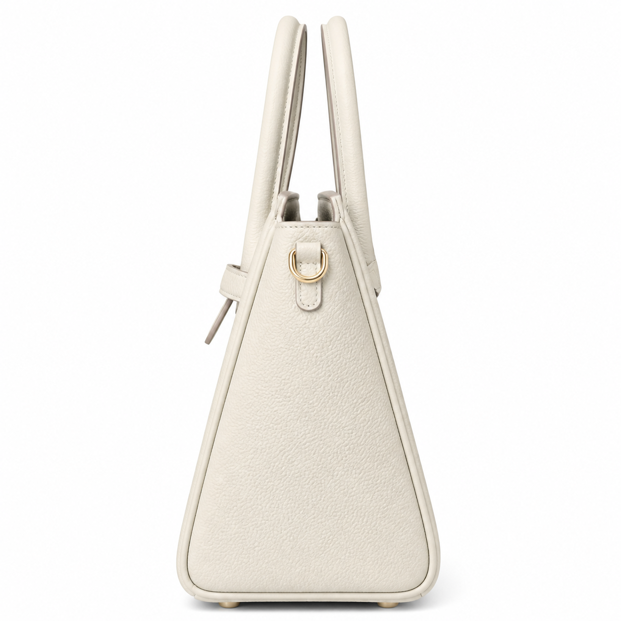 Ivory Structured Tote Bag with Pebbled Texture
