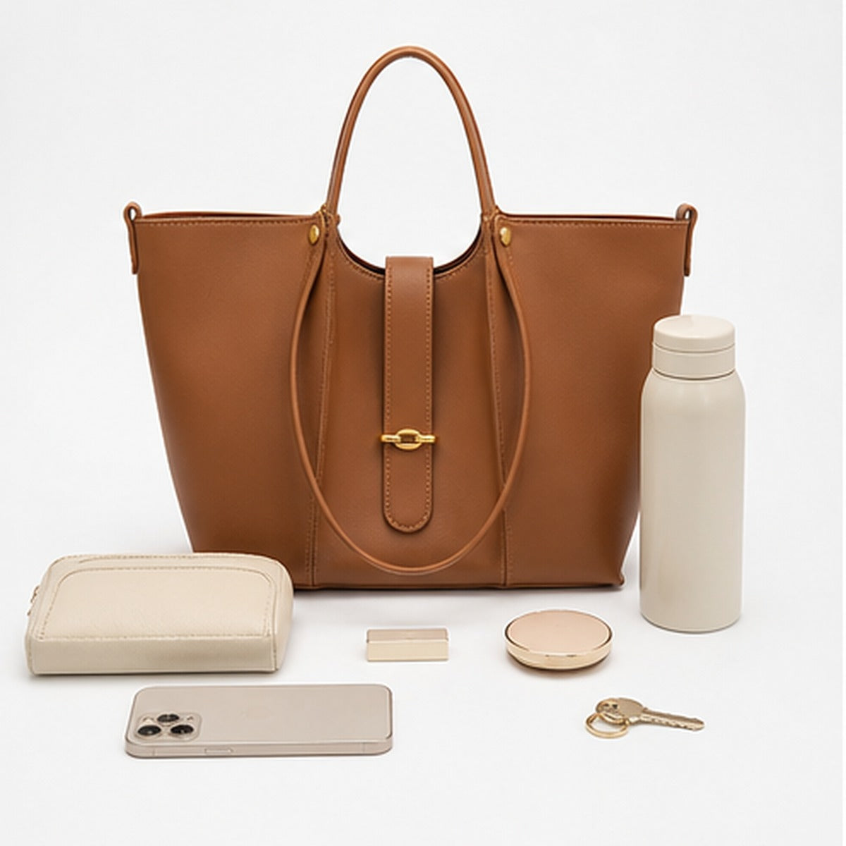 Marlow Cognac Everyday Tote Bag - capacity