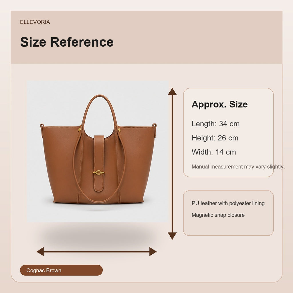 Marlow Cognac Everyday Tote Bag - size reference