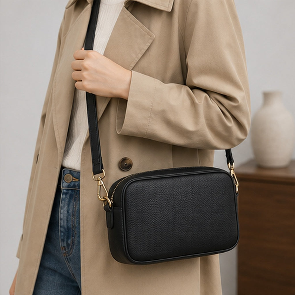 Mira Black Camera Crossbody Bag - lifestyle