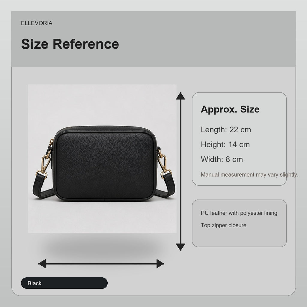 Mira Black Camera Crossbody Bag - size reference