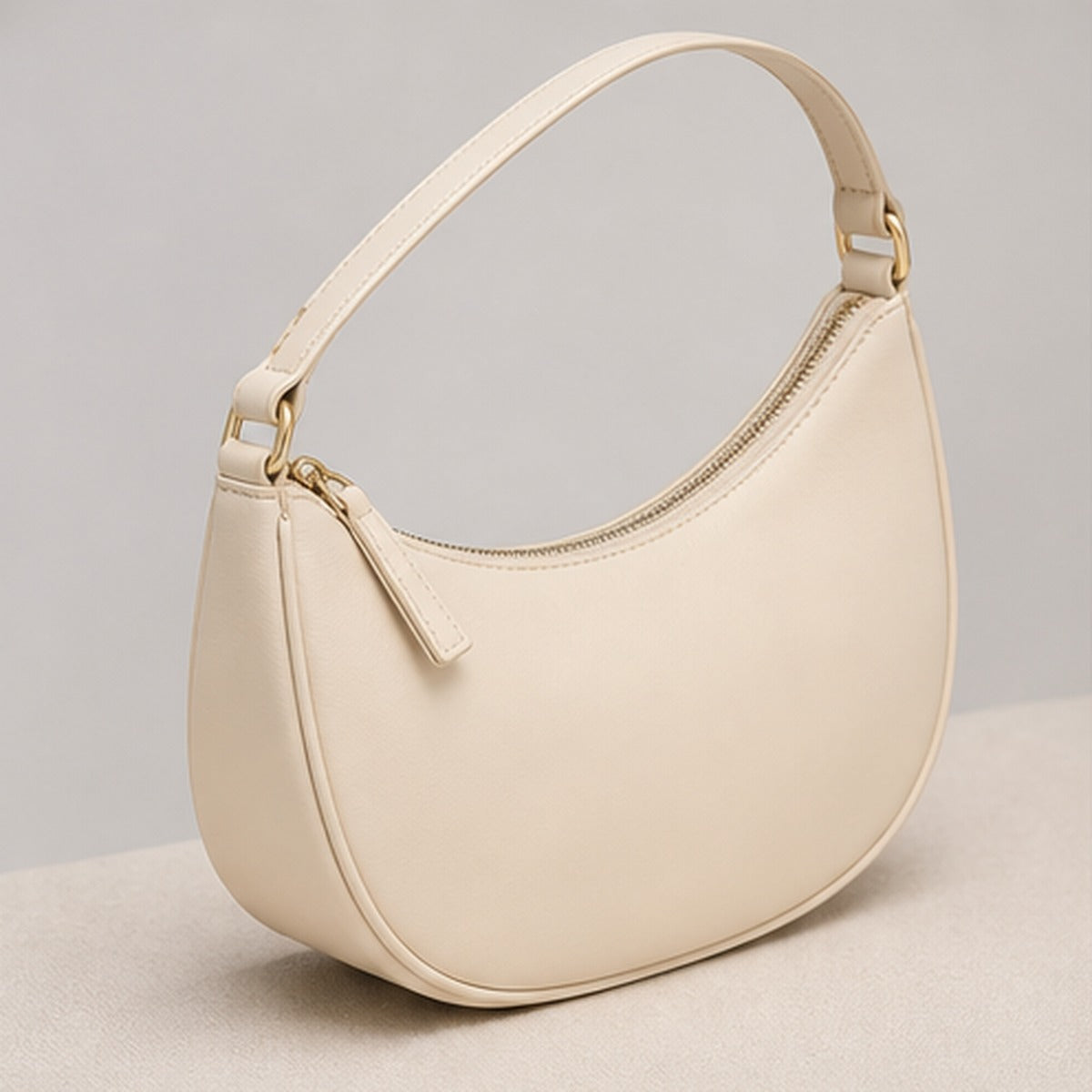 Noelle Cream Crescent Shoulder Bag - angle