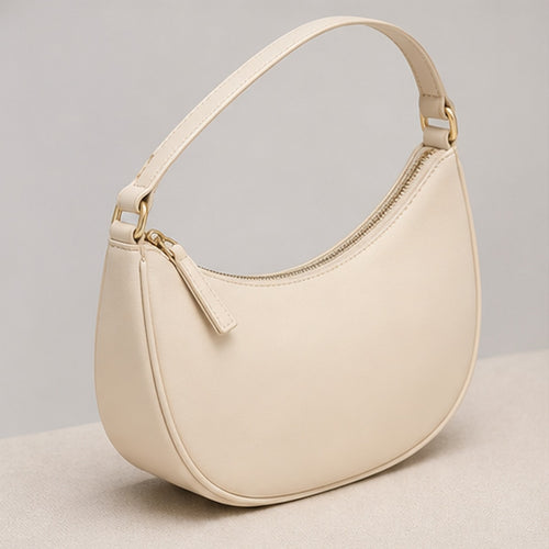 Noelle Cream Crescent Shoulder Bag - angle