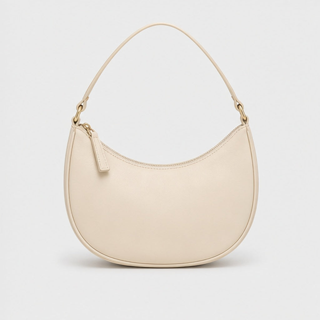 Noelle Cream Crescent Shoulder Bag - studio