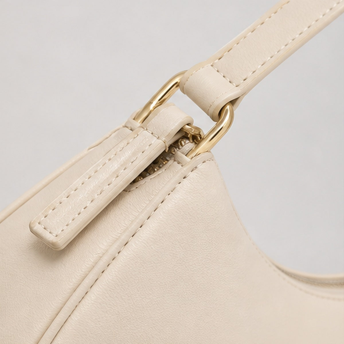 Noelle Cream Crescent Shoulder Bag - detail