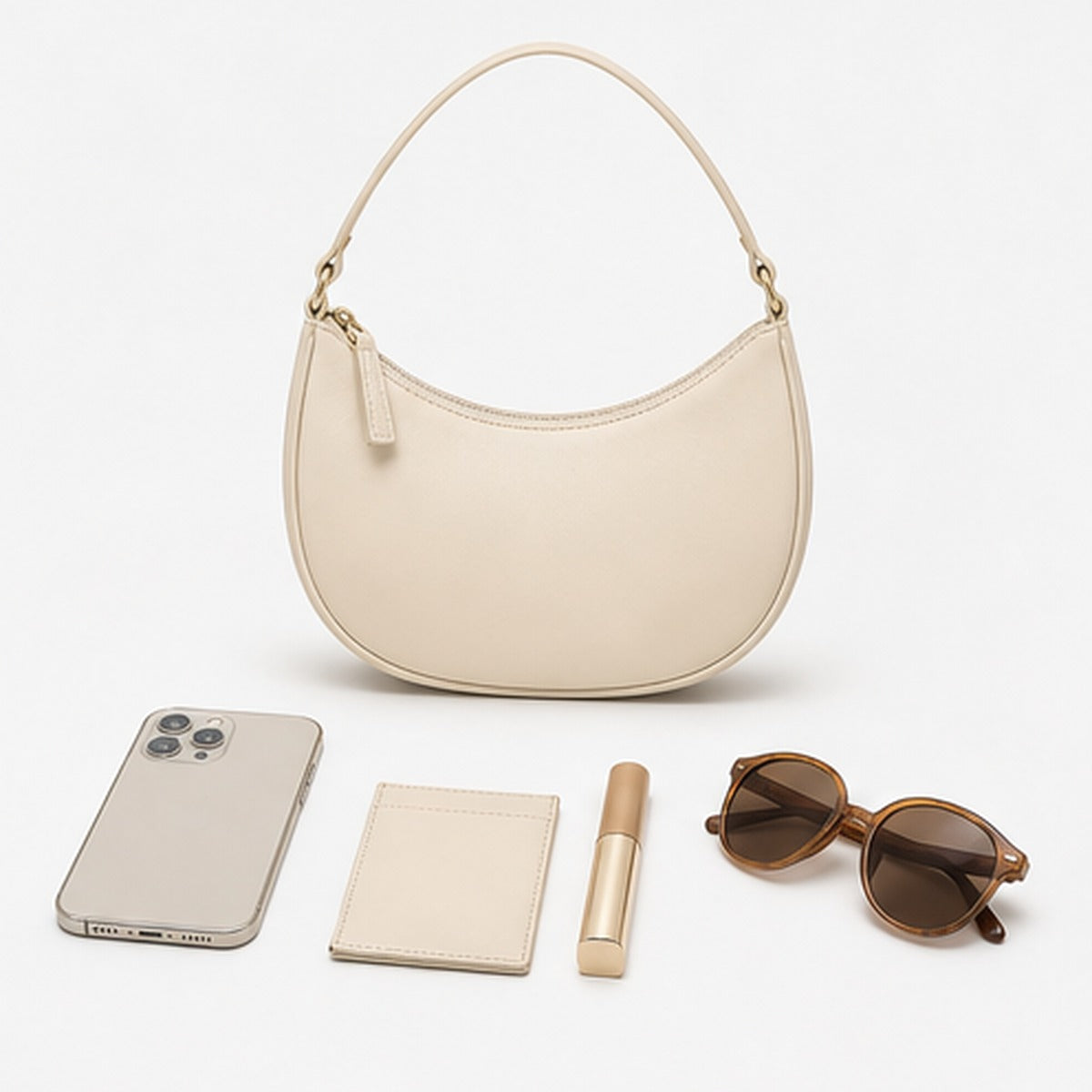 Noelle Cream Crescent Shoulder Bag - capacity