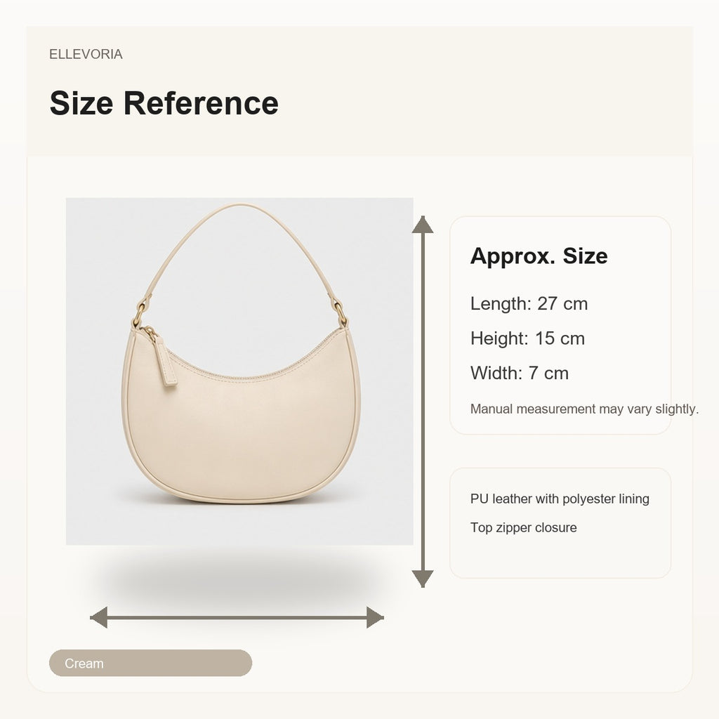 Noelle Cream Crescent Shoulder Bag - size reference
