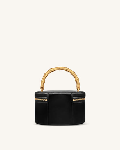 Natalie Metal Geometric Pendant Handle Bag - Black