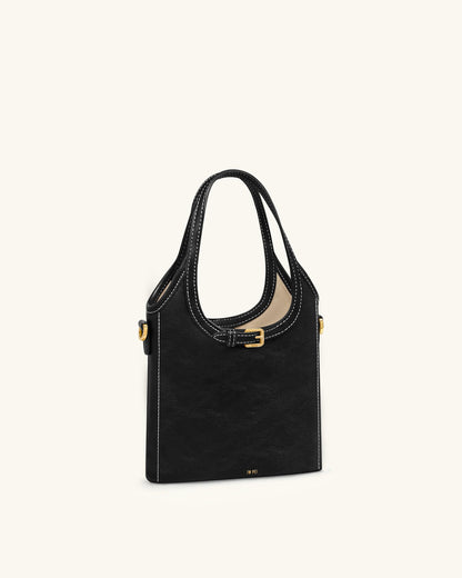 Brooke Mini Belted Embellished Top Handle Bag - Black