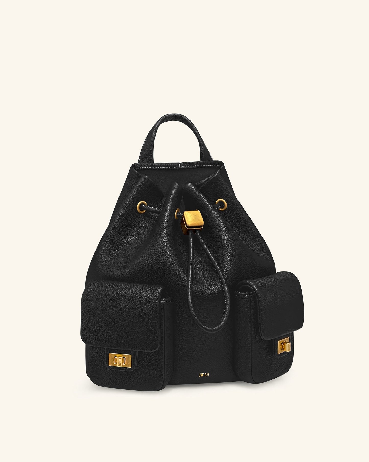Avery Pebbled Drawstring Utility Backpack – Black