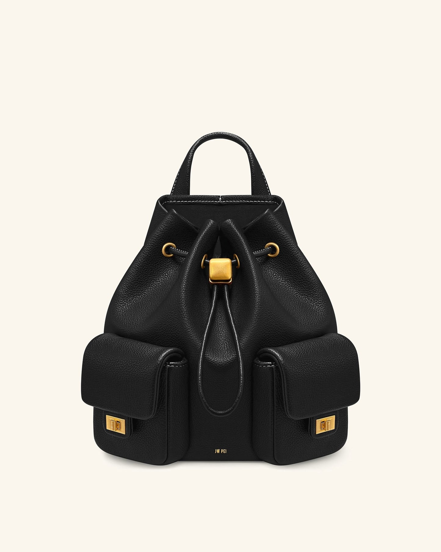 Avery Pebbled Drawstring Utility Backpack – Black