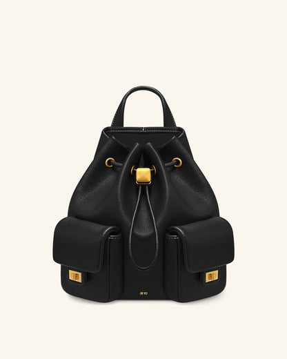 Avery Pebbled Drawstring Utility Backpack – Black