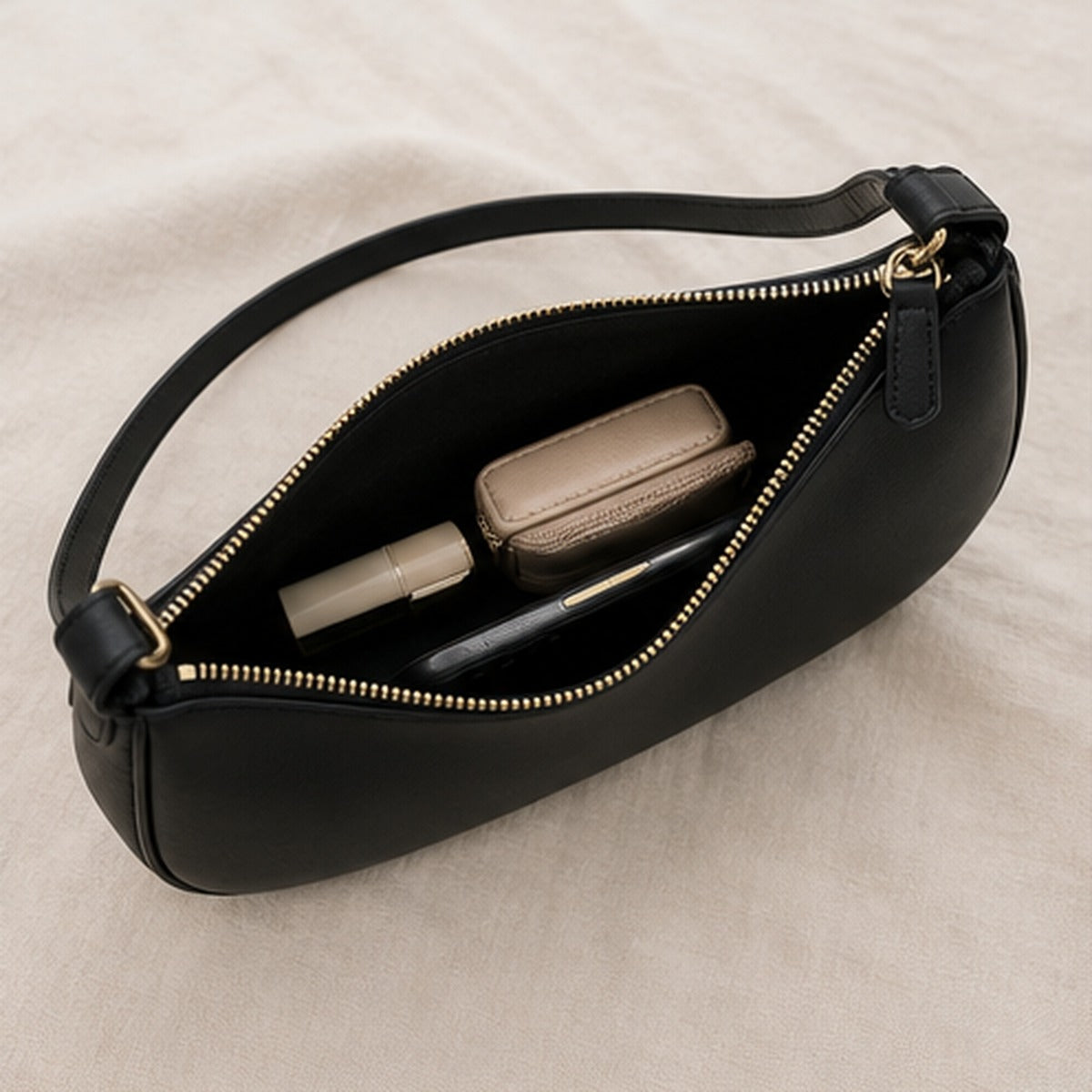 Vera Black Underarm Shoulder Bag - angle