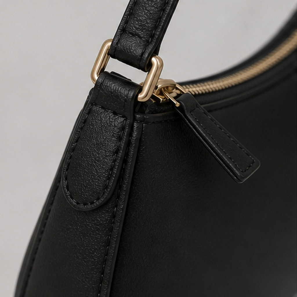 Vera Black Underarm Shoulder Bag - detail