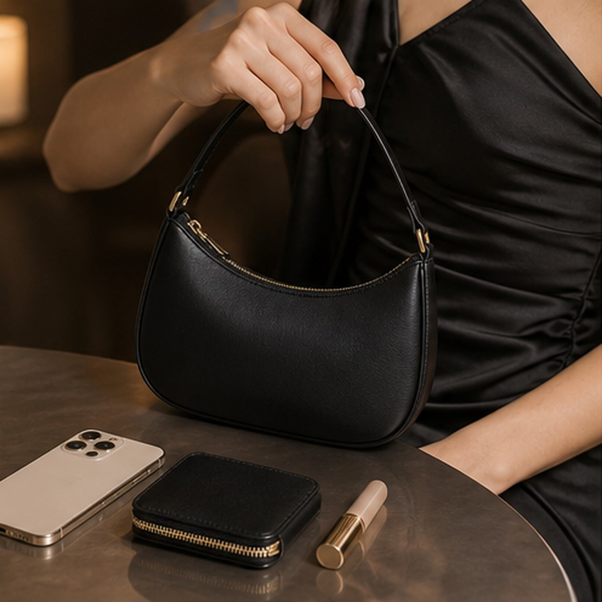 Vera Black Underarm Shoulder Bag - capacity